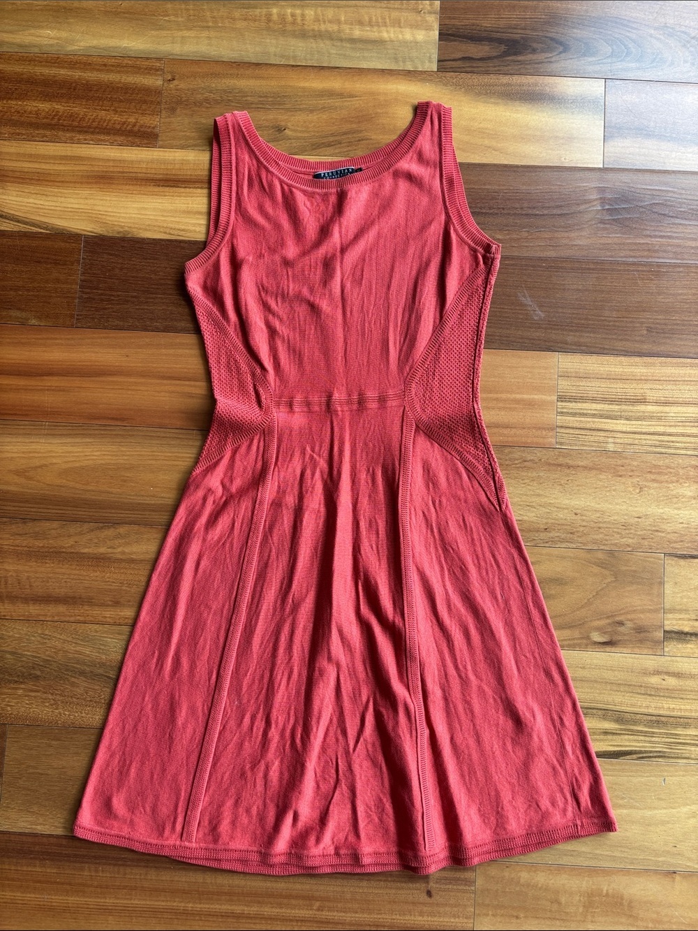 Sleeveless Coral Fit-and-Flare Dress
